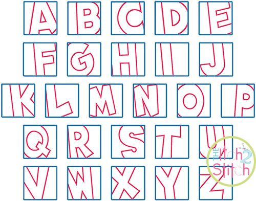 Box Font Alpha Applique Set | Machine Embroidery Designs by JuJu