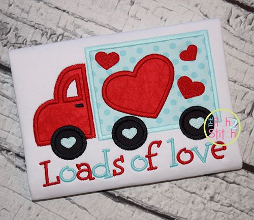 Loads of Love Valentine Truck | Machine Embroidery Designs by JuJu