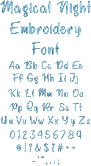 Magical Night Embroidery Font | Machine Embroidery Designs by JuJu
