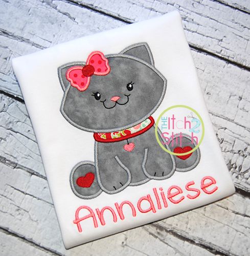 Sitting Kitty Applique | Machine Embroidery Designs by JuJu