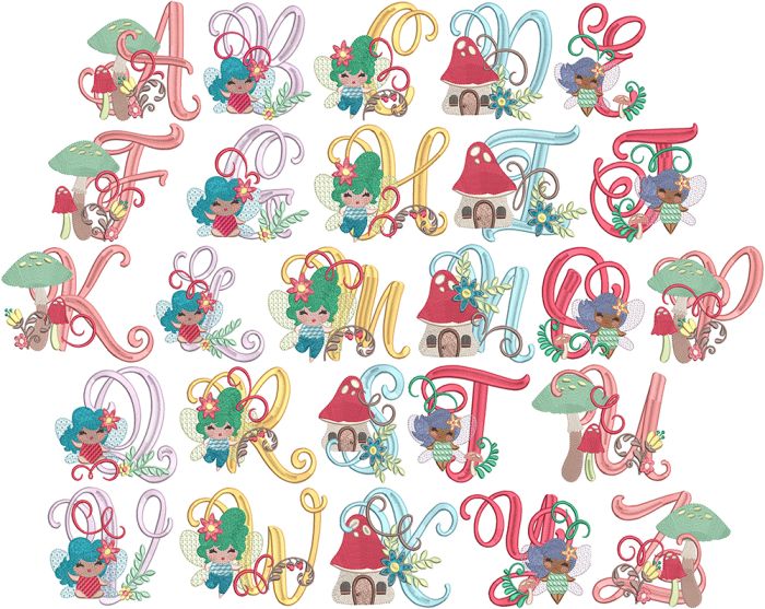 Fairy Alphabet | Machine Embroidery Designs by JuJu