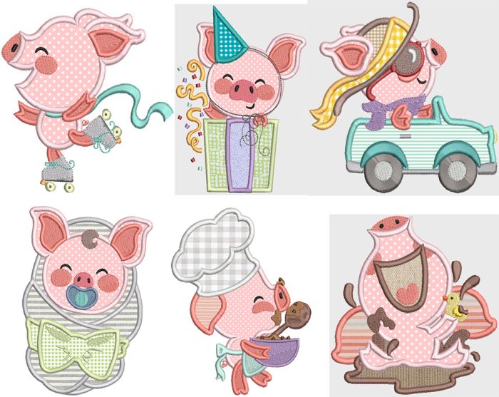 Little Piggies Machine Embroidery Designs by JuJu