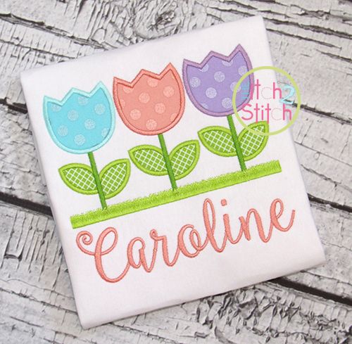 Tulip Trio Applique | Machine Embroidery Designs by JuJu