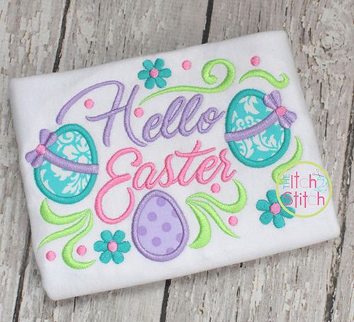 Itch 2 Stitch Hello Easter Applique Digital Embroidery Machine Designs by JuJu