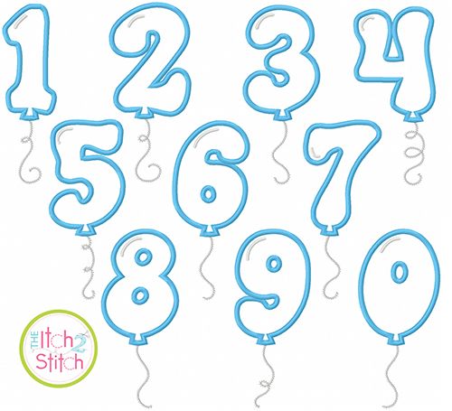 Balloon Numbers Applique | Machine Embroidery Designs by JuJu