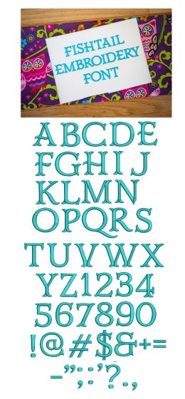 Fishtail Embroidery Font Machine Embroidery Designs by JuJu