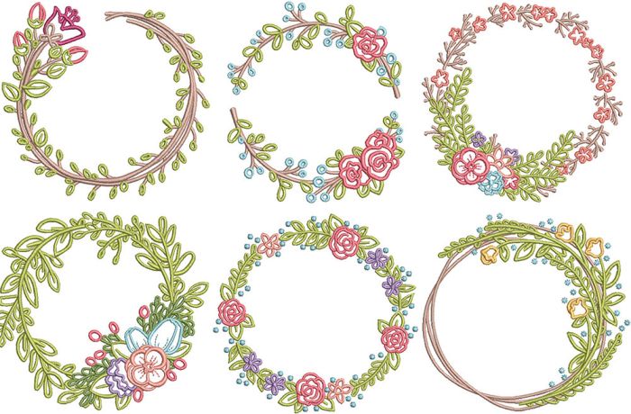 Floral Laurel Wreaths 2 | Machine Embroidery Designs by JuJu