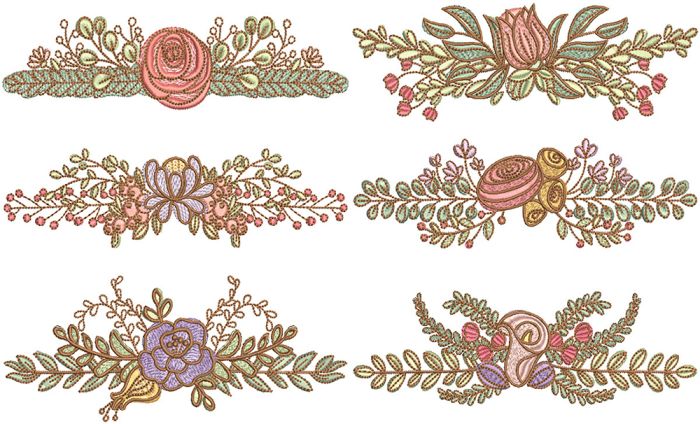 Elegant Floral Borders | Machine Embroidery Designs by JuJu