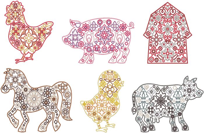 Scandinavian Farm Digital Embroidery Designs by JuJu