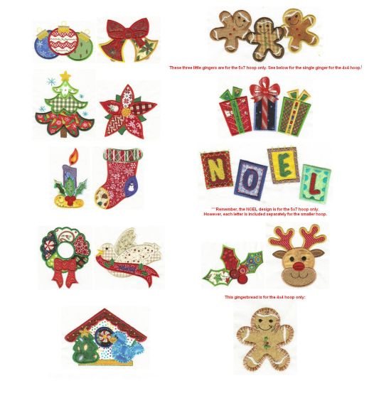 Christmas Patchwork Applique Machine Embroidery Designs by JuJu 