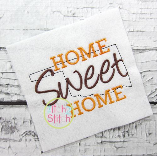 Home Sweet Home Oklahoma Embroidery | Machine Embroidery Designs by JuJu