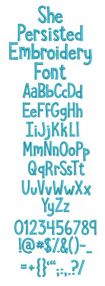 She Persisted Embroidery Font Machine Embroidery Designs by JuJu