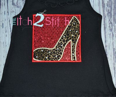 High Heel Shoe Box Applique | Machine Embroidery Designs by JuJu