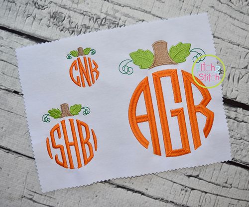 Pumpkin Monogram Topper Fill Embroidery | Machine Embroidery Designs by JuJu