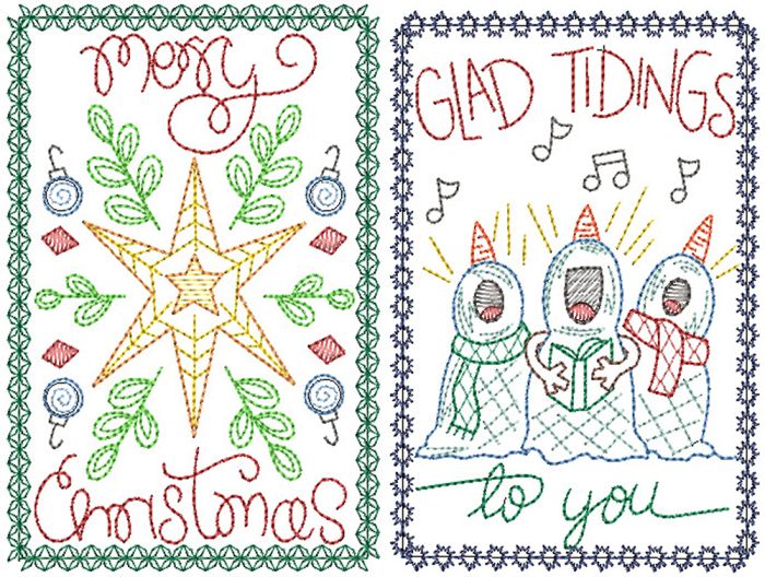 Christmas Greeting Cards 18 | Machine Embroidery Designs by JuJu