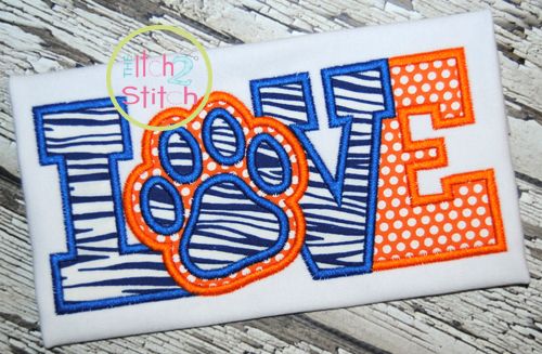 Paw Print Love 2 Applique | Machine Embroidery Designs by JuJu