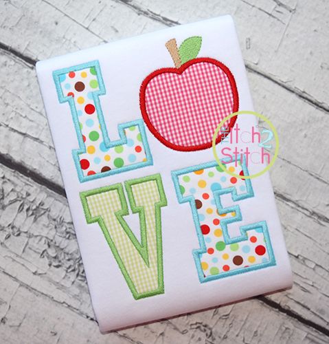 Apple LOVE Applique | Machine Embroidery Designs by JuJu