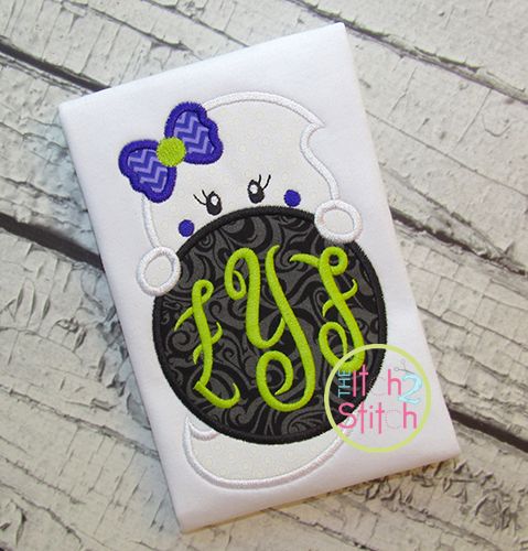 Ghost Peeker Girl Applique | Machine Embroidery Designs by JuJu