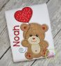 Bear with Heart Balloon Boy Applique Design | Machine Embroidery Designs by JuJu