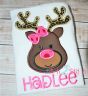 Reindeer Face Girl Applique | Machine Embroidery Designs by JuJu