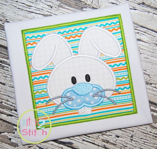 Bunny Face Box Applique | Machine Embroidery Designs by JuJu