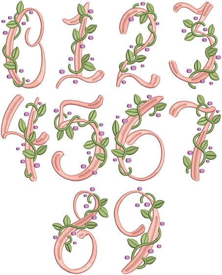 Vineyard Vine Numbers | Machine Embroidery Designs by JuJu