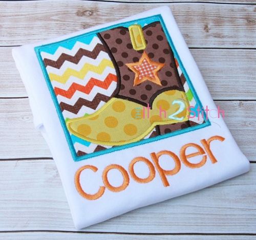 Cowboy Boot Box Applique | Machine Embroidery Designs by JuJu