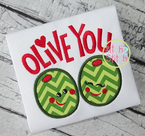 Olive You Applique | Machine Embroidery Designs by JuJu
