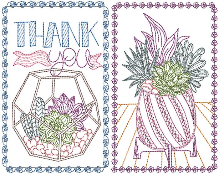 Just Because Greeting Cards Set 4 | Machine Embroidery Designs by JuJu