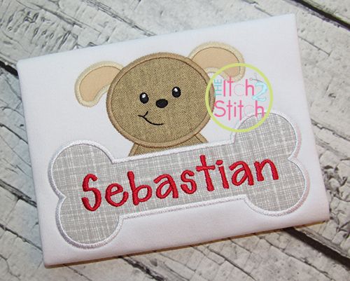 Puppy Bone Applique | Machine Embroidery Designs by JuJu