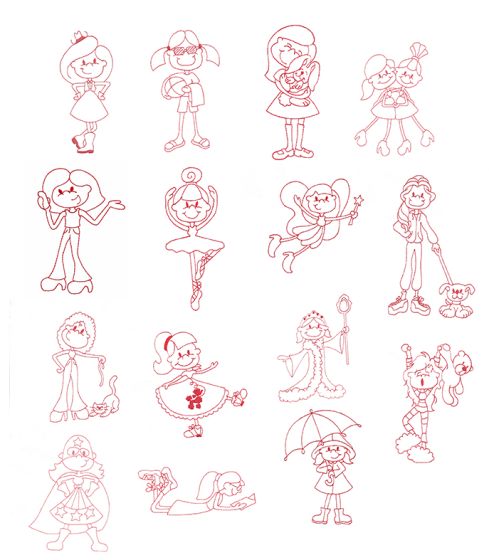 Cool Tweens Redwork Machine Embroidery Designs by JuJu
