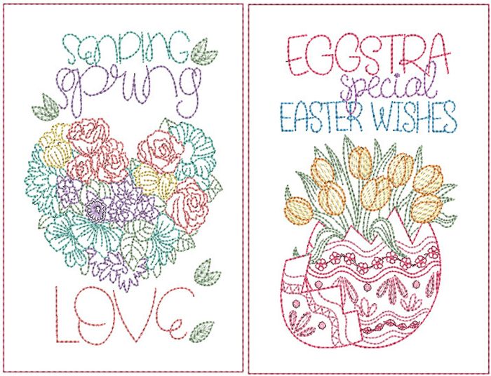 Spring Greeting Cards 2 | Machine Embroidery Designs by JuJu