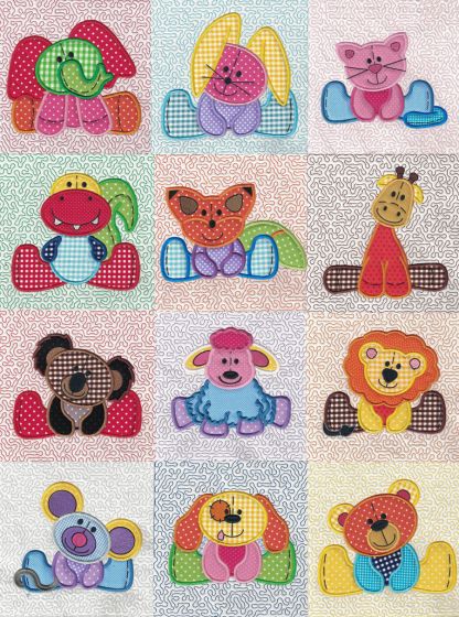 Stuffed Animal Applique and Quilt Blocks Machine Embroidery Designs by JuJu