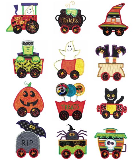 Halloween Train Applique Machine Embroidery Designs by JuJu