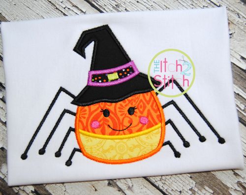 Candy Corn Spider Applique | Machine Embroidery Designs by JuJu