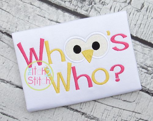 Whoos Who Applique | Machine Embroidery Designs by JuJu
