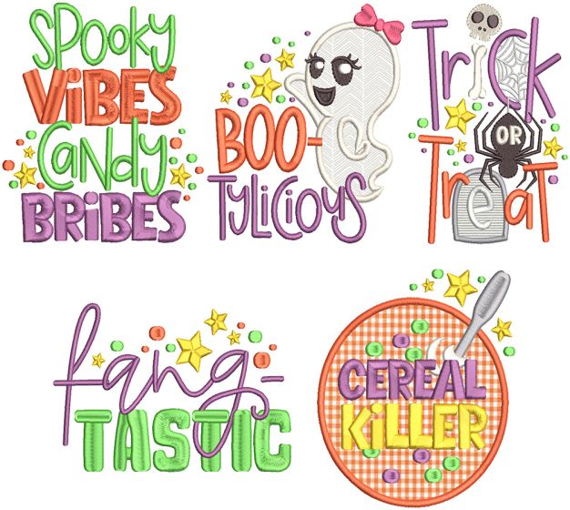 Halloween Word Art 5 | Machine Embroidery Designs by JuJu