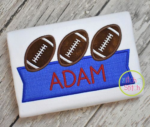 Football Trio Banner Applique Design | Machine Embroidery Designs by JuJu