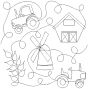 Farm Barn Windmill Wheat Tractor End-to-End Quilting Design | Machine Embroidery Designs by JuJu