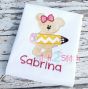 Pencil Bear Girl Applique | Machine Embroidery Designs by JuJu