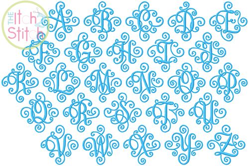 Itch 2 Stitch Elegant Scroll One Color Small Monogram Digital Embroidery Machine Designs by JuJu