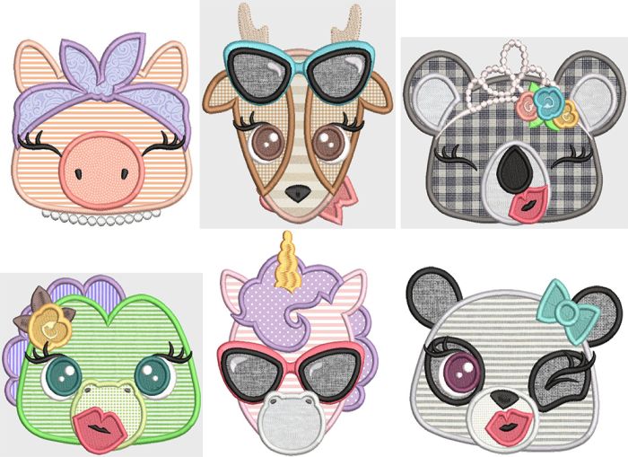 Sassy Peekers Applique Machine Embroidery Designs by JuJu 
