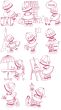 Paris Sunbonnets Redwork Machine Embroidery Designs by JuJu
