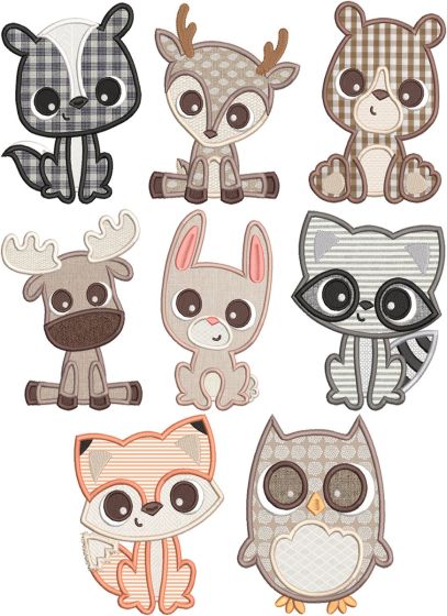 Baby Forest Animals Applique | Machine Embroidery Designs by JuJu