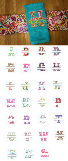 Split Wanda Alphabet Applique Machine Embroidery Designs by JuJu 