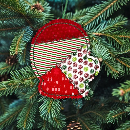 ITH Crazy Patch Ornament Mitten | Machine Embroidery Designs by JuJu