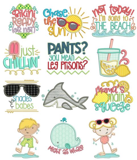 Summer Sayings Machine Embroidery Designs By JuJu
