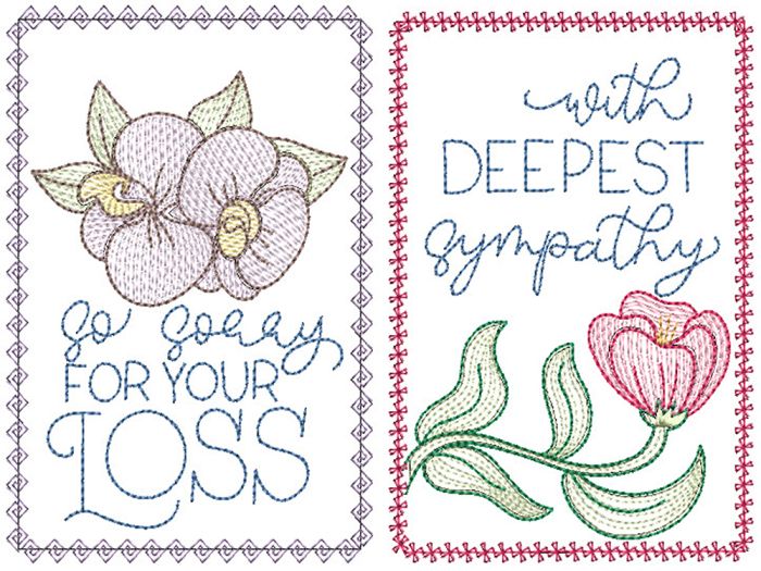 Sympathy Greeting Cards | Machine Embroidery Designs by JuJu