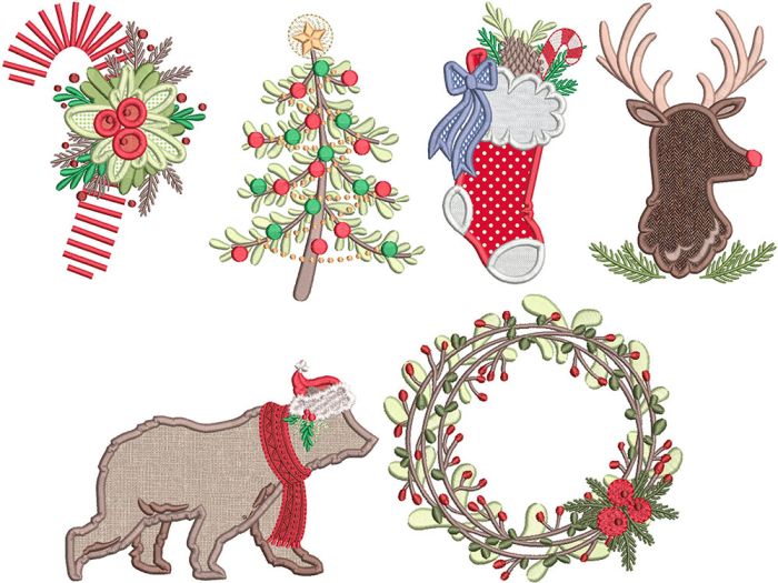 Woodsy Christmas Applique | Machine Embroidery Designs by JuJu