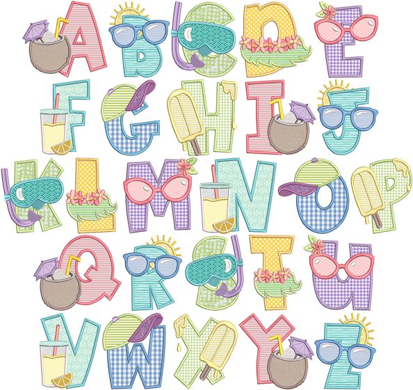 Chunky Summer Alphabet | Machine Embroidery Designs by JuJu